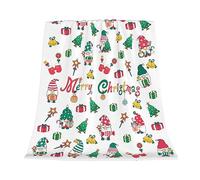 Manta de gnomo con texto "Merry Christmas", bonita manta suave y ligera, manta de franela duradera y acogedora para bebés y niños, regalo de Navidad, decoración del hogar, 40 x 50 pulgadas