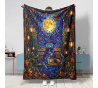 Manta de Halloween con diseño de gatos británicos de pelo corto, 50 x 60 pulgadas, manta de franela cálida y esponjosa para dormitorio, camping, sofá de bruja