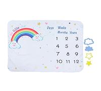 Manta de Hito Mensual, 59.1 X 39.4 Pulgadas, Nubes de Dibujos Animados, Arcoíris, Manta de Poliéster Suave para Fotos con 2 Marcos para Fotografía de Recién Nacidos