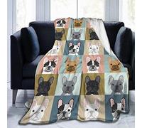 Manta de impresión 3D de Felpa Ultra Suave de Perro Bulldog francés Linda Manta de Felpa de Terciopelo de Franela 150 x 200 cm