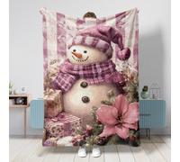 Manta de invierno con diseño de muñeco de nieve de Navidad, manta decorativa de melocotón, forro polar de felpa suave para sofá, camping, viajes, uso en todas las estaciones, 40 x 50 pulgadas