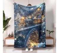 Manta de invierno de tren de Navidad, manta azul vintage para decoración de ferrocarril, manta de felpa suave y acogedora para sofá, viajes, camping, todas las estaciones, 60 x 80 pulgadas