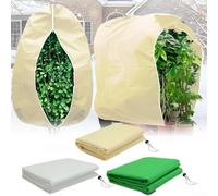 Manta de invierno para plantas, protección contra el clima frío, cubierta de tela no tejida para arbustos y plantas pequeñas con cremallera y sistema de cuerda de tracción (4 verdes)