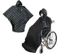 Manta de invierno para silla de ruedas, poncho impermeable y cortavientos con forro polar y capucha, protección térmica para todo el cuerpo y las rodillas para adultos mayores