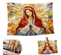 Manta de la Virgen María para mujer, manta de Nuestra Señora de Guadalupe, manta católica de la Madre de Dios dorada, manta de franela cálida y acogedora para oración, regalos para hombres y mujeres