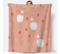 Manta de Lana 130 x 150 cm Animales Dibujos Animados Oveja Arcoíris Y Fresa Sherpa Manta de Lana, Color Naranja Franela Sobrecama Mantas Felpa, para Niños Adultos Cama Sofá Dormitorio Vivero Mantas