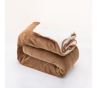 Manta de lana a cuadros de doble capa de 130 * 160 CM, manta de franela gruesa, suave y cómoda - cubrecama, sofá, manta - cálida, cómoda