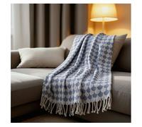 Manta de lana dropall 100% algodón azul marino y blanco 130x170 cm