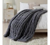 Manta de lanzamiento de micro peluche para el sof | Gruida manta de piel sinttica | Gray Throw Maneta | Mantas clidas para el invierno | Meta