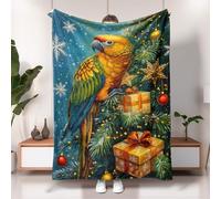 Manta de loro exótico, manta de Navidad con pájaros tropicales vibrantes, forro polar de felpa ligera y suave para sofá, camping, viajes, picnics, todas las estaciones, 40 x 50 pulgadas