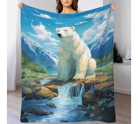 Manta de lujo con diseño de oso en las montañas, manta de felpa personalizada para bebé para dormitorio y oficina, regalo cómodo para abuela, 50 x 60 pulgadas (127 x 152 cm)