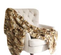 Manta de lujo hecha a mano con zorro sint?tico dorado y blanco de Plutus Brandy de 36 W