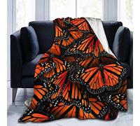 Manta de mariposa, naranja, vuelo, monarca, mariposas, impresión, manta, acogedor, cálido, difuso, manta, mullido, franela, mantas de vellón, para niños, sofá cama, sofá, todas las estaciones, 60 "x 5
