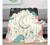 Manta de microfibra con estampado 3D de luna, cálida y suave, diseño de cielo nocturno, acogedora, resistente a las arrugas, no hace bolitas, para estudiantes universitarios, 50 x 60 pulgadas (127 x