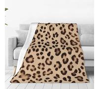 Manta de microforro polar ultrasuave con patrón de leopardo marrón para todas las estaciones, manta ligera para aire acondicionado, ropa de cama, sofá, viajes, 50 x 40 pulgadas