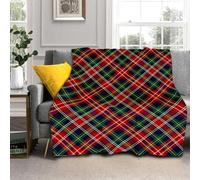 Manta de Navidad a cuadros de 50 x 40 pulgadas, rojo, verde, azul, diseño de cuadros de Navidad, manta ligera, cálida y suave, decoración de granja para el hogar, sala de estar, sofá, cama