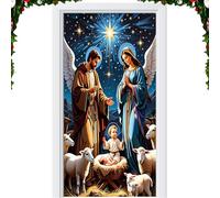 Manta de Navidad - Belén de Navidad Decoración Textil Religiosa - Decoraciones navideñas Exteriores - para Jesús Cumpleaños Oficina Habitación Escuela Frente Pared Tienda