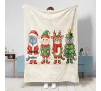 Manta de Navidad con diseño de gatos británicos de pelo corto, 40 x 50 pulgadas, bonita, festiva, divertida, suave, acogedora manta de franela para sofá, cama, playa, viajes, decoración de sofá de