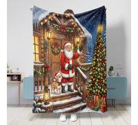 Manta de Navidad con diseño de perro chihuahua de 50 x 60 pulgadas, manta festiva de franela suave y acogedora para sofá, cama, playa, viajes, decoración de sofá de Navidad para el hogar