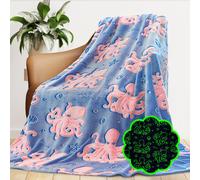 Manta de oc?ano que brilla en la oscuridad, manta de pulpo, manta de animales, lindos regalos de pulpo, manta azul para ni?os