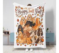 Manta de otoño con diseño de perro Cocker Spaniel de 40 x 50 pulgadas, manta de otoño apilada para cachorro, extraña, suave, acogedora manta mullida para sofá, sala de estar, playa, viajes, decoración
