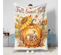 Manta de otoño con diseño de perro Cocker Spaniel de 50 x 60 pulgadas, manta suave y acogedora para sofá, sala de estar, playa, viajes, decoración de sofá de casa de granja