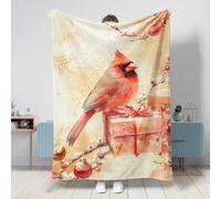 Manta de pájaro cardenal, manta roja para decoración navideña de invierno, forro polar suave y cálido para sofá, viajes, camping, uso en todas las estaciones, 50 x 60 pulgadas