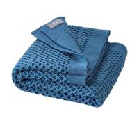 Manta de panal para bebés y niños, 100% merino orgánico, suave y cálida, 80 x 100 cm, sostenible y justo, en bonito patrón de panal, fabricado en Alemania, color azul paloma
