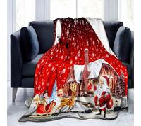 Manta de Papá Noel de Navidad roja Manta de Copo de Nieve de Galaxia Ropa de Cama, Microfibra, 150 × 200 cm