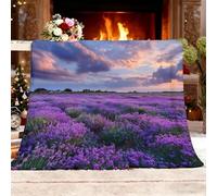 Manta de Peluche de Lana Campos de Lavanda Manta de Estar Caliente Otoño Invierno Suave XL, PúRpura Frazada de Franela Sherpa para Sofá Cama, para Niños Niñas