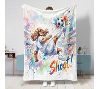 Manta de perro Cocker Spaniel de fútbol 2026 de 60 x 80 pulgadas, manta suave y acogedora para sofá, sala de estar, playa, viajes, decoración deportiva para el hogar