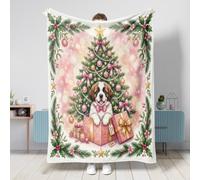 Manta de perro de San Bernardo de Navidad de 40 x 50 pulgadas, regalos de árbol festivo, manta de franela suave y acogedora para sofá, cama, playa, viajes, decoración de sofá de Navidad para el hogar