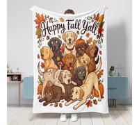 Manta de perro labrador retriever de otoño de 50 x 60 pulgadas, manta de otoño apilada para cachorro, extraña, suave, acogedora manta mullida para sofá, sala de estar, playa, viajes, decoración de