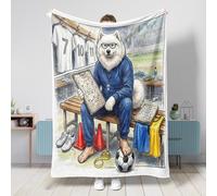 Manta de perro samoyedos de fútbol 2026 de 40 x 50 pulgadas, lista para combinar con cachorros, coach Full, King, Queen, manta mullida para sofá, sala de estar, playa, viajes, decoración de sofá