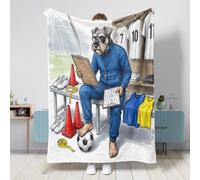 Manta de perro Schnauzer de fútbol 2026 de 60 x 80 pulgadas, lista para combinar con cachorros, Coach Full, King y Queen, manta mullida para sofá, sala de estar, playa, viajes, decoración de sofá