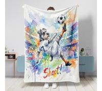 Manta de perro Schnauzer de fútbol 2026 de 60 x 80 pulgadas, manta suave y acogedora para sofá, sala de estar, playa, viajes, decoración deportiva para el hogar