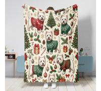 Manta de perro Westie de Navidad de 50 x 60 pulgadas, manta de franela suave y acogedora para sofá, cama, playa, viajes, decoración de sofá de Navidad para el hogar