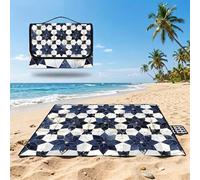 Manta de Picnic 150x180cm, Azul Marino Manta Picnic Impermeable, Blanco (2) Esterilla de Playa Alfombra de Exterior, Picnic Blanket Plegable con Asa para Camping,Jardín,Césped,Playa,Senderismo UZ-259