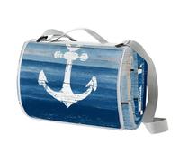 Manta de picnic con ancla de granja, impermeable, alfombrilla de picnic extragrande de 150 x 145 cm, manta de playa para camping, lavable, plegable, accesorios de camping para actividades al aire