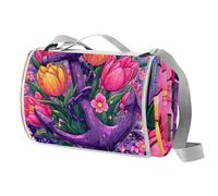 Manta de picnic con diseño de ancla floral, impermeable, extra grande, 150 x 145 cm, manta de playa para camping, lavable, plegable, accesorios de camping para actividades al aire libre