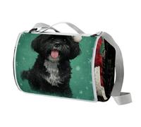Manta de picnic de Navidad Schnauzer, tapete de picnic extragrande con asa de transporte, plegable y portátil, 150 cm x 145 cm, manta de picnic para camping, parque, jardín, playa