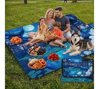 Manta de Picnic Grande 200x200 cm, Japón Manta Picnic Impermeable, Flor Esterilla de Playa Alfombra de Exterior, Picnic Blanket Plegable con Asa para Camping, Jardín, Césped, Playa, Senderismo FZ-87