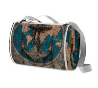 Manta de picnic vintage con ancla de barco, impermeable, extra grande, 150 x 145 cm, manta de playa para camping, lavable, plegable, accesorios de camping para actividades al aire libre