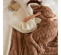 Manta de piel sintética, Manta decorativa de doble cara lujo súper suave y esponjosa vellón coral(Brown 2,70 * 100cm)