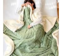 Manta de piel sintética, Manta decorativa de doble cara lujo súper suave y esponjosa vellón coral(Green 1,120 * 200cm)