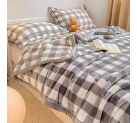 Manta de piel sintética, Rayas azules de vellón coral, suave y cómodo, universal for todas las estaciones(Gray 2,200 * 230cm)