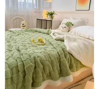 Manta de piel sintética, Sofá de felpa esponjosa, súper suave, lujo, doble cara, decorativo y cómodo(Green,200 * 230cm)