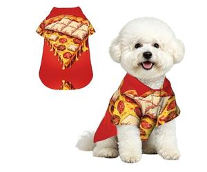 Manta de pizza S para mascotas, camisa hawaiana para perros pequeños, bonito traje de playa de verano para cachorros, ropa suave y transpirable para gatos con botones