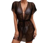 Manta de playa de encaje transparente para mujer, conjunto de bikini ligero y sólido, con pantalones cortos, funda calada, ideal para vacaciones de verano