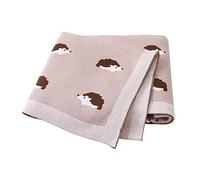 Manta de Punto 100% Algodón para Recién Nacido, Surwin Suave y Cálida Niños Niñas Manta para Bebés - Patrón de Lindo Erizo- para Bebé Cuna, Cochecito (Rosado,100x80cm)